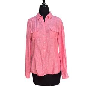 Banana Republic Soft Wash Linen Shirt Coral Cayenne M